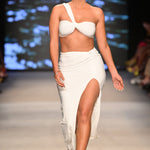 Tender Kiss | White High Waist Thigh Split Maxi Skirt