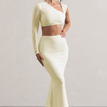 Neomie | Cream Fishtail Maxi Skirt
