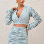 Break Of Day | Sage Ruched Mini Skirt