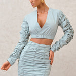 Break Of Day | Sage Ruched Mini Skirt