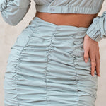 Break Of Day | Sage Ruched Mini Skirt