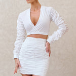 Break Of Day | White Ruched Mini Skirt