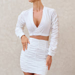 Break Of Day | White Ruched Mini Skirt