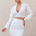 Break Of Day | White Ruched Mini Skirt