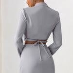 Jet Set | Dove Grey Belt Strap Pocket Detail Mini Skirt