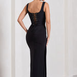 My My | Black Draped Maxi Skirt