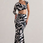 Neomie | Zebra Print Fishtail Maxi Skirt