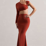 Neomie | Terracotta Fishtail Maxi Skirt
