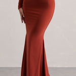 Neomie | Terracotta Fishtail Maxi Skirt