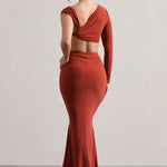 Neomie | Terracotta Fishtail Maxi Skirt
