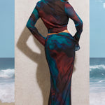 Out Of Bounds | Blue Print Chiffon Split Maxi Skirt