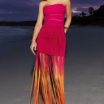 Sherbet | Pink & Orange Ombre Fringe Maxi Skirt