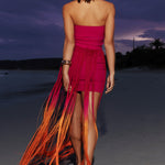 Sherbet | Pink & Orange Ombre Fringe Maxi Skirt