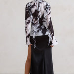 Serita | Black Satin Split Maxi Skirt