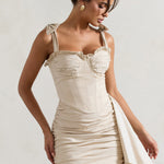 Vanity | Ivory Ruched Mini Skirt With Drape