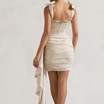 Vanity | Ivory Ruched Mini Skirt With Drape