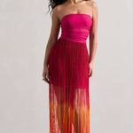 Sherbet | Pink & Orange Ombre Fringe Maxi Skirt