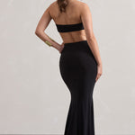 Vitality | Black Ruched Drape Maxi Skirt
