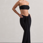 Vitality | Black Ruched Drape Maxi Skirt