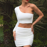 Step Out | White Ruched Mini Skirt