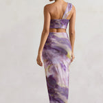 Tender Kiss | Lilac Print Knot Split Maxi Skirt
