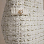 Stellina | Cream Boucle High-Waist Bodycon Midi Skirt
