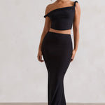 Neve | Black Gathered Maxi Skirt