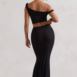 Neve | Black Gathered Maxi Skirt