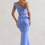 Neve | Blue Gathered Maxi Skirt
