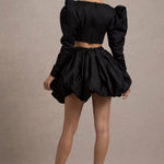 Tosca | Black Satin Bubble Mini Skirt