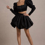 Tosca | Black Satin Bubble Mini Skirt
