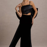 Alize | Black Velvet Split Maxi Skirt