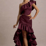 Ruby | Merlot Satin High-Low Maxi Skirt