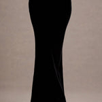 Alize | Black Velvet Split Maxi Skirt