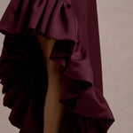 Ruby | Merlot Satin High-Low Maxi Skirt