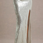 Raia | Sand Sequin Split Maxi Skirt