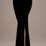Alize | Black Velvet Split Maxi Skirt