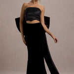 Alize | Black Velvet Split Maxi Skirt